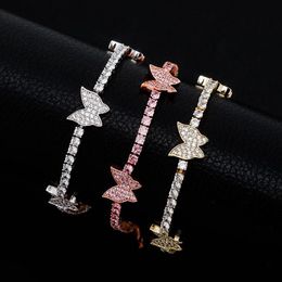 Go Party Hot sale Pink Small Butterfly Pendant Ankle Bracelet Foot Chain Diamond Ankle Bracelet For Women 229U