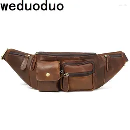 Waist Bags Weduoduo Genuine Leather Packs Fanny Pack Belt Bag Phone Pouch Travel Male Small