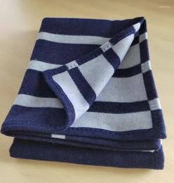 Blankets Wool Striped Blanket Shawl 140 180cm Sofa Throw Home Decoration Warm Blue Soft Bed Cover El Office Nap