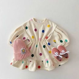 Girl's Dresses 0-2Y Newborn Girl Set Baby Long sleeved Dress Spring and Autumn Clothing Printed Balloon Casual Fashion Cute H240530