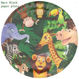Disposable Dinnerware Animal Jungle Party Supplies Decorative Paper Plate Year's Day Cutlery Set Cartoon Birthday Toys Holiday