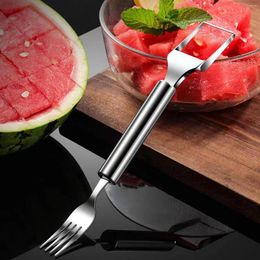 Forks Multifunctional Watermelon Fork 2 In 1 Slicer Cutter Divider Knife Stainless Steel Kitchen Fruits Cutting Tools
