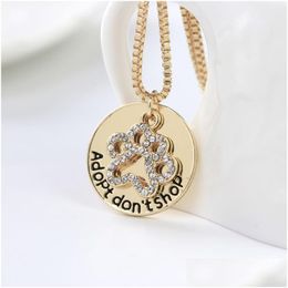 Pendant Necklaces Adopt Dont Shop Animal Lovers For Women Crystal Cat Dog Claw Box Chains Shelter Pet Rescue Fashion Jewellery Gift Drop Dhgpm