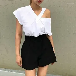 Women's T Shirts Women Sexy V-neck Hollow Solid Colour T-shirt Summer All-match Short Sleeve Ladies T-Shirts 2024 Fashion Korean Style Casual
