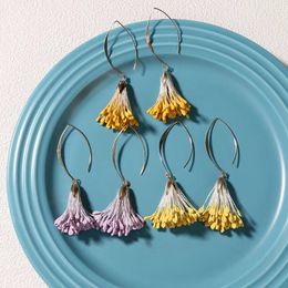 20PCS/LOT South Korean design sense of retro yellow wheat ear earrings female holiday wind tassel flower earrings fashion ear hook earrings