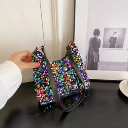 Totes Sequins Crossbody Bags Simple INS Solid Color Shoulder Underarm Bag Phone Purse Evening Clutch Girl Bolsos Mujer