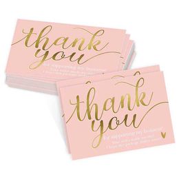 Gift Cards 50pcs Pink Thank You for Supporting My Small Business Card Thanks Greeting Card Appreciation Cardstock for Sellers Gift 5*9cm d240529