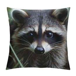 Kasta kuddtäckar kudde täcker cub raccoon fyrkantiga kuddar för vardagsrum super mjuk dekorativ kudde fodral för soffa heminredning fodral för golv