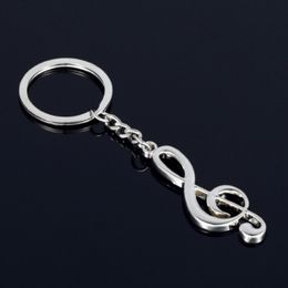 Hot sale New key chain key ring silver plated musical note keychain for car metal music symbol chains 252C