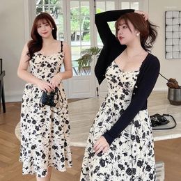 Casual Dresses Plus Size Dress Black Floral 2024 Elegant Party Holiday Midi Big Long Skirt XXXL 5XL