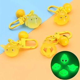 Plush Keychains 1 piece of glowing and peaceful chicken keychain cartoon animal doll pendant small yellow chicken keychain backpack charming car bag decorati