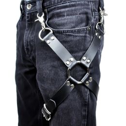 Belts Sexy Men Goth Pastel Pu Leather Garter Belt Waist Straps Harness Bondage Leg Suspenders For Jeans Pants Accessories 201n