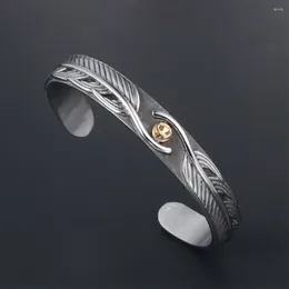 Bangle Simple Delicate Fashion Embossed Feather Shape Bracelet Men And Women Birthday Gift Jewellery Anniversary Niche