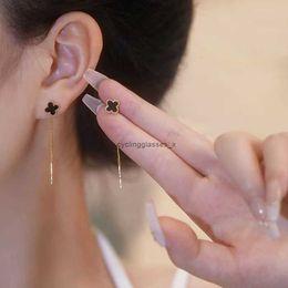 2024 Four leaf clover ear line tassel long style slimming face niche design simple and versatile fashion earrings anti loss 137XH