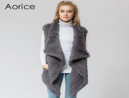 Pudi VR024 Knitted knit new real rabbit fur vest overcoat jacket women039s winter warm plus size9386944