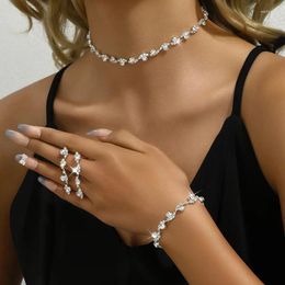 Necklace Earrings Set Fashion Wedding Crystal Decoration Choker Bracelet Sets Shining Bridal Jewelry