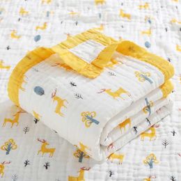 Quilts Quilts Baby blanket cartoon print 100% cotton 6-layer bath towel hug quilt childrens towel quilt baby swaddle blanket WX5.28