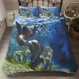 Bedding Sets Duvet Cover 3D Bed Linens Seabed Printed Home Textiles Sea Lion Bedcover Soft Fabric Bedroom With Pillowcase