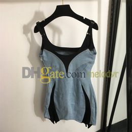 Patchwork Dress Women Denim Sling Dress Designer Sexy Mini Hip Skirts Summer Breathable Slim Short Dresss