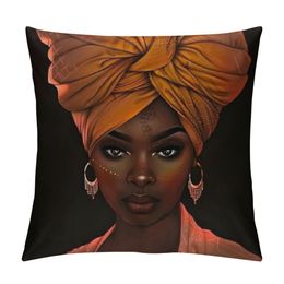 African American Black Girl Throw Pillow Cover Decorative Square Pillowcase Throw Cushion Case for Bedroom, Living Room, Sofa, Couch and Bed,