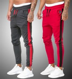 New Men Joggers Pants Mens Striped Elastic Waist Gym Clothing Male Slim Fit Workout Running Sweatpants 2012211843475