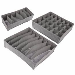 new 3 PCS set Bamboo charcoal Non-woven Fabric Foldable Storage box underwear Organiser Bra Necktie Panties Socks Case Drawer 270P