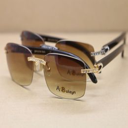 Wholesale Free Shipping Sun Glasses Hot T8200497 Big Diamond Glasses sunglasses men Black Buffalo Horn Glasses Frame 2719