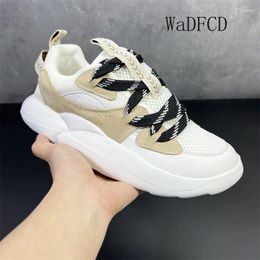 Casual Shoes Chunky Sneakers Men Designer Running Fashion Microfiber Leather Fabric Breathable Increased Internal Platform