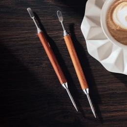 Coffee Art Needles Barista Cappuccino Espresso Coffee Decorating High Quality Wooden Handle Tamper Creative Coffee Art Pen Tools