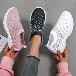 Casual Shoes Women's Shoe Size 43 Summer Sneakers Platform Rhinestone Woman-shoes Tennis Female Wedge Basket 2024 Large Sparkles Thick