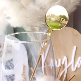 Party Supplies 20pcs Personalised Drink Stirrers Round Acrylic Stirrer Swizzle Sticks Name Custom Wedding