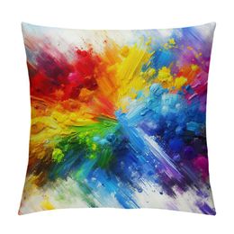 Rainbow Pillow Cover Summer Rainbow Stripes Decorative Throw Pillow Case 18 x 18 Inch Standard Square Cushion Cover for Sofa Bedroom Men Women Multicolor