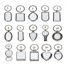 Keychains 15 Shapes Sublimation Transfer Paper Blanks DIY Metal Round Key Rings Heat Press Po Custom Jewellery Making Smal22 207E