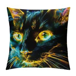 Pillow Cover Cat Black Throw Pillow Case Home Decor for Sofa Livingroom Couch Bed Decorative Gift