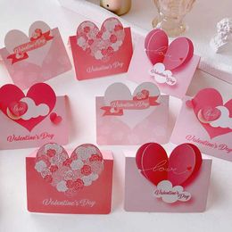 Gift Cards 20Pcs 3D Cloud Heart Fold Handwritten Paper Greeting Cards Bouquet es Message Card for Wedding Valentines Day Party Decor d240529