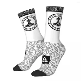 Men's Socks Happy Funny Mjolnir White Vintage Harajuku Viking Hip Hop Novelty Seamless Crew Crazy Sock Gift Pattern Printed