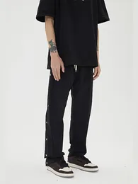 Men's Pants Breasted Fashion Brand Men And Women Loose Straight Leg Casual High Street