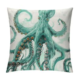 Teal Octopus Tentacles Decorative Throw Pillow Covers Pillows Case Square Cushion Cover Cases Pillowcase with Zipper Sofa Home Decor for Couch Bed Car