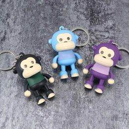 Plush Keychains Cute Monkey Keychain LED Light Sound Keyring Animal Flashlight Keyring Childrens Gift Toy Womens Bag Accessories S2452802