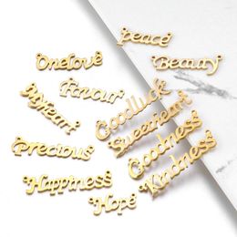 Pendant Necklaces 5pcs/Lot Stainless Steel Word Tags Gold Colour Engraved Charms For Jewellery Making DIY Necklace Crafts Supplies