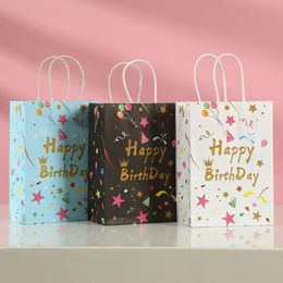 Gift Wrap Birthday Party Packaging 20pc set Bags Kraft Paper With Handle Cartoon Happy Decorations Kids 278T