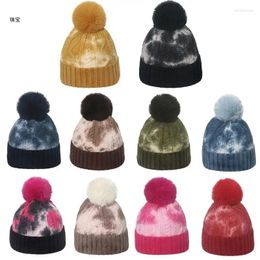 Berets X5QE Fashion Korean Version Color Warm Wind Proof Knitted Hat Woolen Personality Winter Gift For Male Female