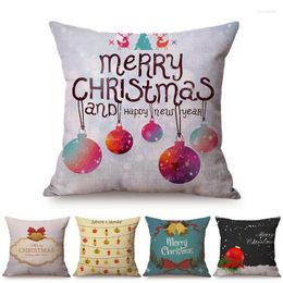 Pillow Christmas Logo Decorative Cover Throw Case Year Home Decor Cotton Linen Car Sofa Chair