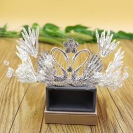 Headpieces Bride Crowns Headdress Korean Wedding Swan Handmade Queen Crown Princess Birthday Hair Tiaras Jewellery Headpieces 187x