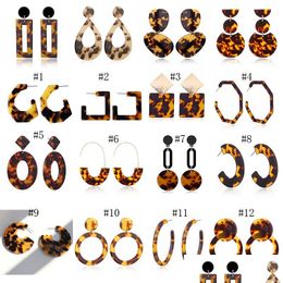 Dangle & Chandelier New Leopard Print Acrylic Earrings Acetic Acid Sheet Geometric Circle Square Long Drop For Women Fashion Jewelry Dhlgw