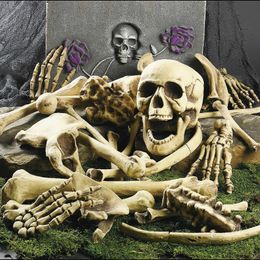 Halloween Skeleton Bones 28 pieces Halloween Prop Skeleton Skull Haunted House Horror prop Party Decorations Tricky Bones Skull C0927 250o