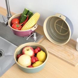 Kitchen Silicone Double Drain Basket Bowl Washing Storage Basket Strainers Bowls Drainer Vegetable Cleaning Colander