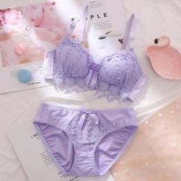 Bras Sets Sexy Set For Girls Low Waist Panties Women Underwear Push Up Bralette Cotton Plus Size Brassiere Female Lingerie Pants