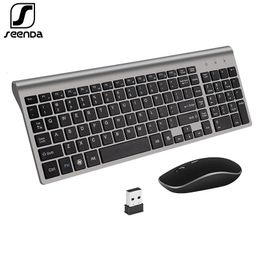 SeenDa Russian Spain Wireless Keyboard and Mouse Combo 2.4G Full Size Silent Button Keyboard Mouse Set for Laptop PC Computer 240529