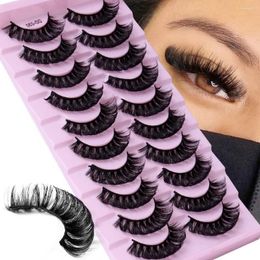 False Eyelashes 10 Pairs Russian Strip Lashes DD Curl 3D Reusable Fluffy Extensions